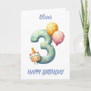 CARTE TROISIÈME ANNIVERSAIRE BALLONS JEUX ANNIVERSAIRE