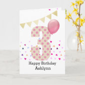 Carte Troisième anniversaire Confetti Rose à pois (Fleur jaune)
