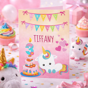 Carte Troisième anniversaire de Licorne