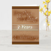 Carte Troisième cuir de ~ d'anniversaire de mariage (Fleur jaune)