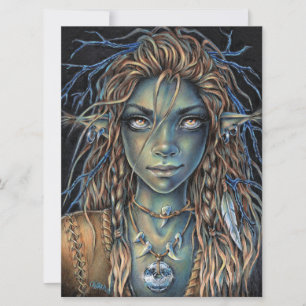 Carte Troll Girl Elf Fairy Imaginaire Forest Femme Art C