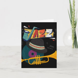 Carte Trompettes de Jazz Rétro Joueur Amusant Festival d