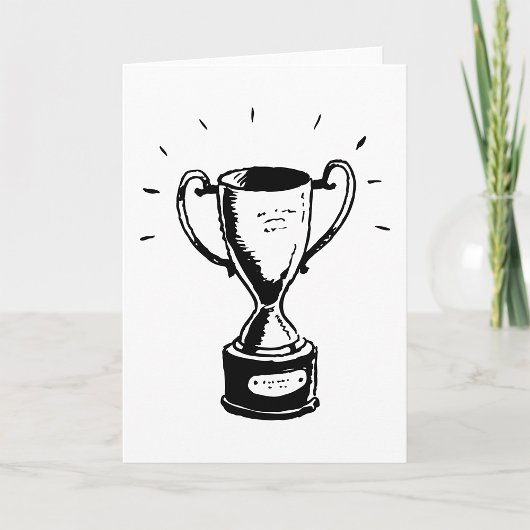 Carte Trophée Dessiné à la Main Rétro Noir et Blanc Réco