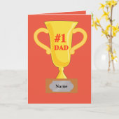 Carte Trophée en or Meilleur Papa N°1 (Fleur jaune)