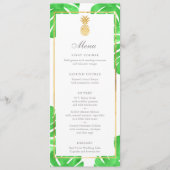 Carte Tropical Ananas Gold & Green Mariage Menu (Devant)