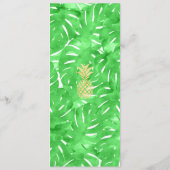 Carte Tropical Ananas Gold & Green Mariage Menu (Dos)