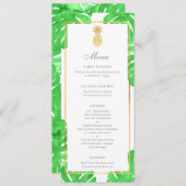 Carte Tropical Ananas Gold & Green Mariage Menu (Devant / Derrière)