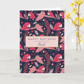 Carte Tropical Ara Parrot Pattern Personalized Birthday  (Fleur jaune)