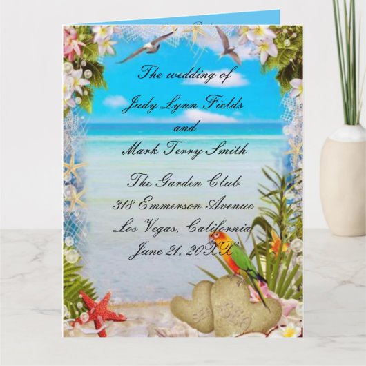 Carte Tropical Beach Floral Wedding Program (Devant)