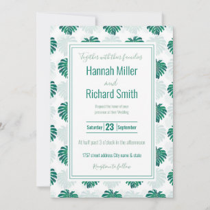 Carte Tropical Blanc Vert Monstère Feuille Botanique