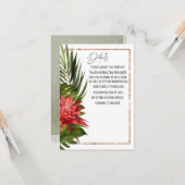 Carte Tropical Breeze Lush Botanical Mariage Détails (Devant/Arrière en situation)