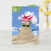 Carte Tropical Christmas Sand Snowman (Fleur jaune)