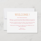 Carte Tropical Destination Wedding Welcome Note (Dos)