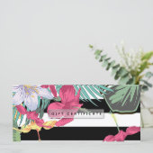 Carte Tropical Floral Flowers Feuille Certificat cadeau (Debout devant)