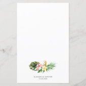 Carte Tropical Floral Garland Summer Menu Card (Dos)