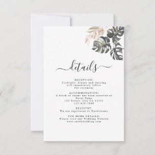 Carte Tropical Floral Palm Bohemian Mariage Détail