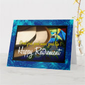 Carte Tropical Happy Retirement dans Blue XL Card (Fleur jaune)