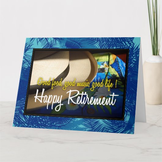 Carte Tropical Happy Retirement dans Blue XL Card (Devant)
