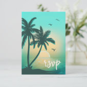 Carte Tropical Isle Sunrise Mariage Turquoise ID58 (Debout devant)