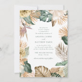Carte Tropical Leaf Love and the Beach Wedding Invitatio (Devant)