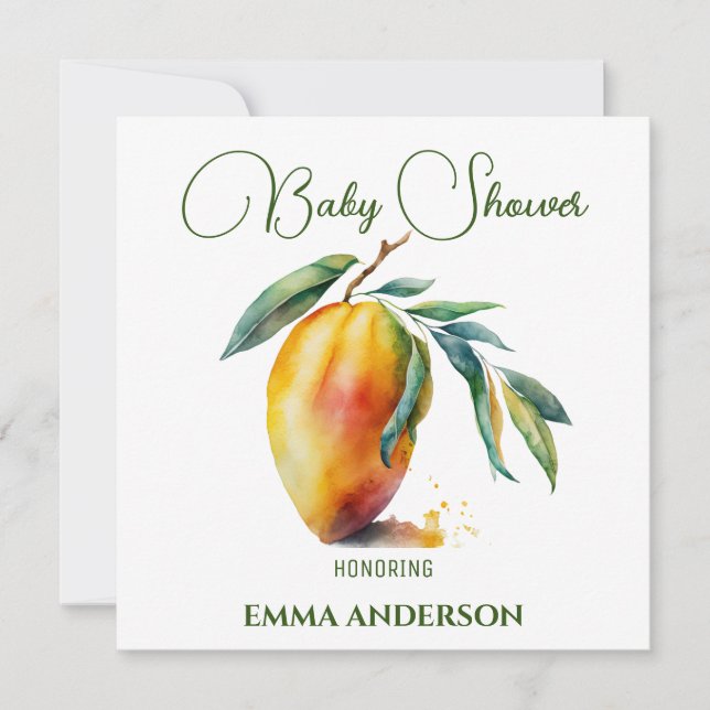Carte Tropical Mango | Baby Shower (Devant)