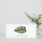 Carte Tropical Palm Leaf Spa Business Cadeau Certificat (Debout devant)