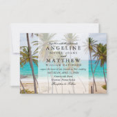 Carte Tropical Palm Tree Beach Destination Wedding (Devant)