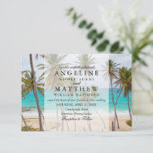 Carte Tropical Palm Tree Beach Destination Wedding (Debout devant)