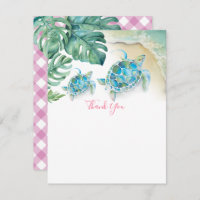 Tropical Sea Turtle Palm Feuilles Merci Note