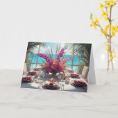 Carte 🌺 Tropical Seaside Thanksgiving – Elegant Card (Fleur jaune)