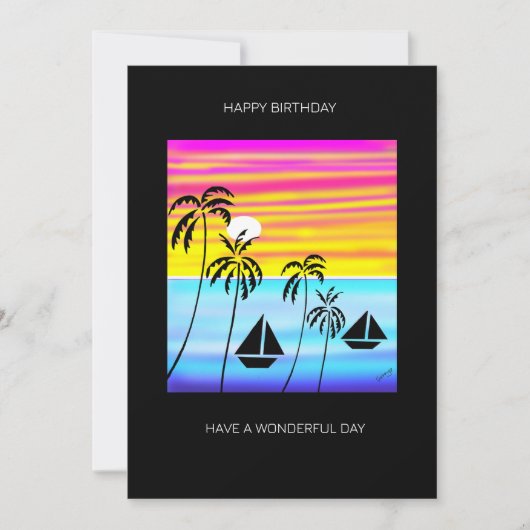 Carte Tropical Summer Sunset Sailing Anniversaire (Devant)