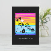 Carte Tropical Summer Sunset Sailing Anniversaire (Debout devant)