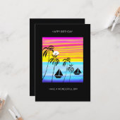 Carte Tropical Summer Sunset Sailing Anniversaire (Devant/Arrière en situation)