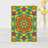 Carte Tropical Sunburst Vintage Fractal Kaleidoscope (Fleur jaune)