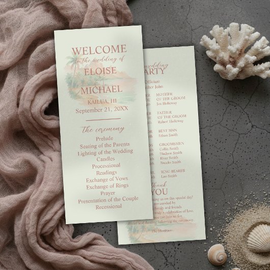 Carte Tropical Sunset Island Wedding Ceremony Program