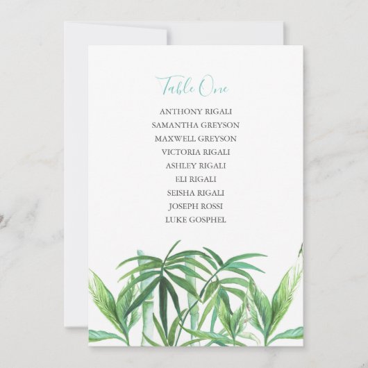 Carte Tropical Wedding Réception Seating Chart (Devant)