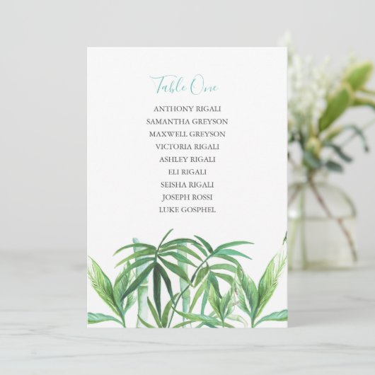 Carte Tropical Wedding Réception Seating Chart (Debout devant)