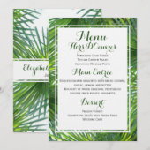 Carte tropicale de menu de mariage de verdure (Devant / Derrière)