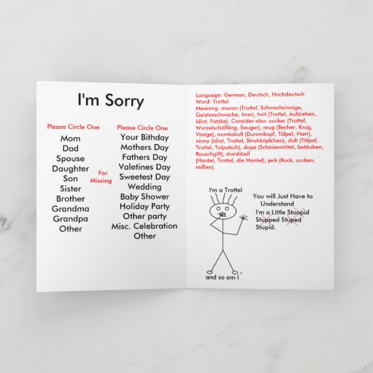 Carte Trottel, Oops ! (Intérieur)