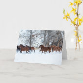 Carte Troupeau de chevaux qui courent dans la neige (Fleur jaune)