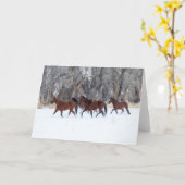 Carte Troupeau de chevaux qui courent en hiver neige (Fleur jaune)
