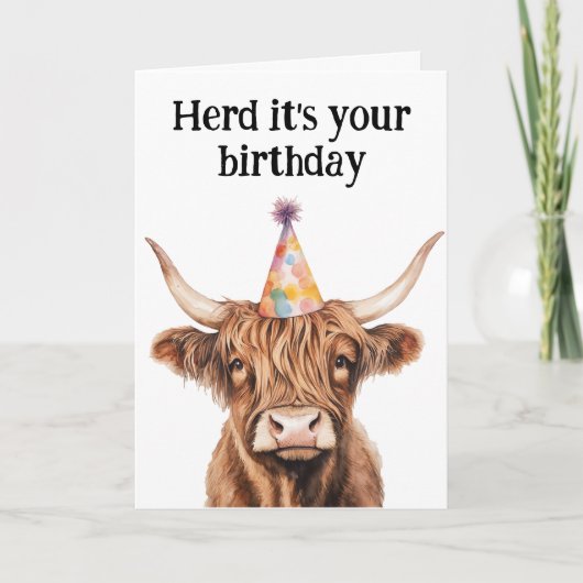Carte Troupeau de vache Highland C'est ton anniversaire (Devant)