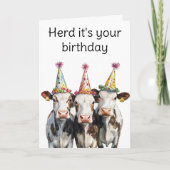 Carte Troupeau de vaches C'est ton anniversaire drôle (Devant)