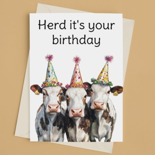 Carte Troupeau de vaches C'est ton anniversaire drôle