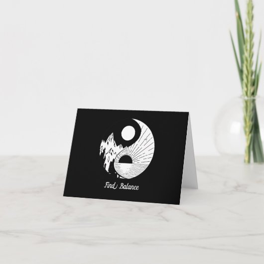Carte Trouver l'équilibre Zen Yin Yang Noir Blanc (Devant)