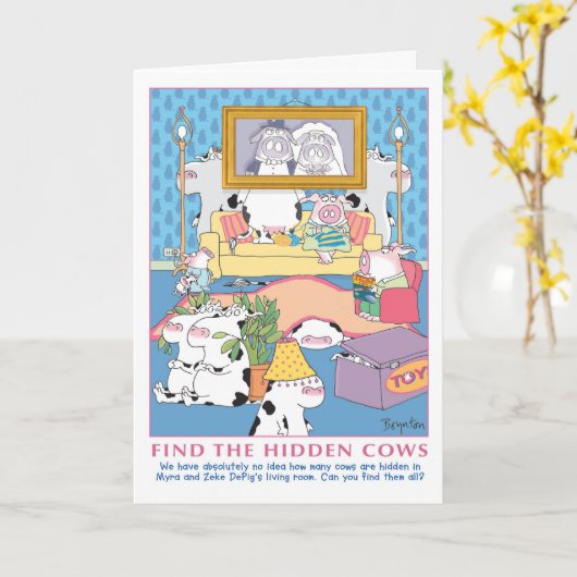 CARTE TROUVER LES VACHES CACHÉES (Fleur jaune)