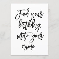 Trouvez votre anniversaire chic écriture manuscrit