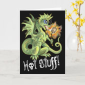 Carte Truc de chaud ! petit dragon rôtissant marshmallow (Fleur jaune)