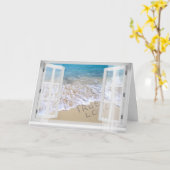 Carte True Love texte sur la plage (Fleur jaune)