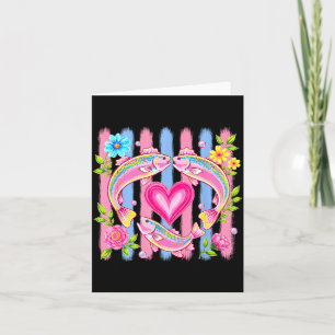 Carte Truite arc-en-ciel rose coeur amoureux de la pêche